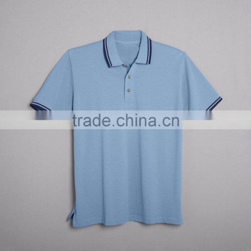 Mens Contrast Trim Pique Polo Custom Company Brand Male Uniform For Workday 100% Cotton Pique Stylish Male Polo