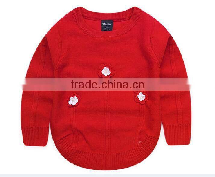 custom factory latest fancy embroidered flower winter kids cottton sweater