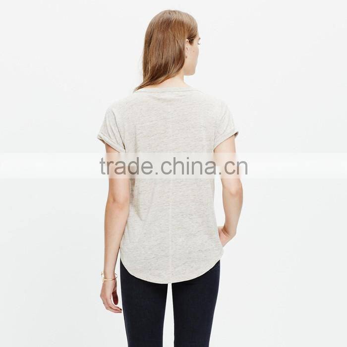 Deep v neck modern linen bikelane ladies plain t-shirt dresses