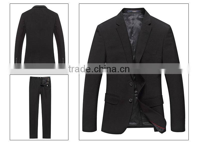 China Supplier Men Slim Fit Classic 2-Button Black Formal Coat Pant Suit
