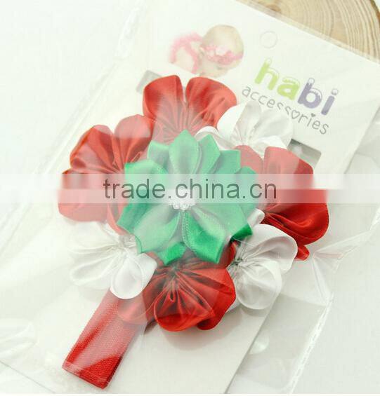Cheap Sale Christmas Hair Accessories Girls Red Flower Pattern Headband