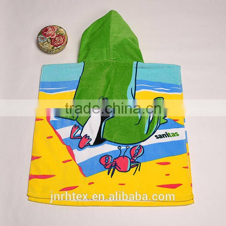 Alibaba Trade Assurance combed cotton screen printing terry children poncho beach towel