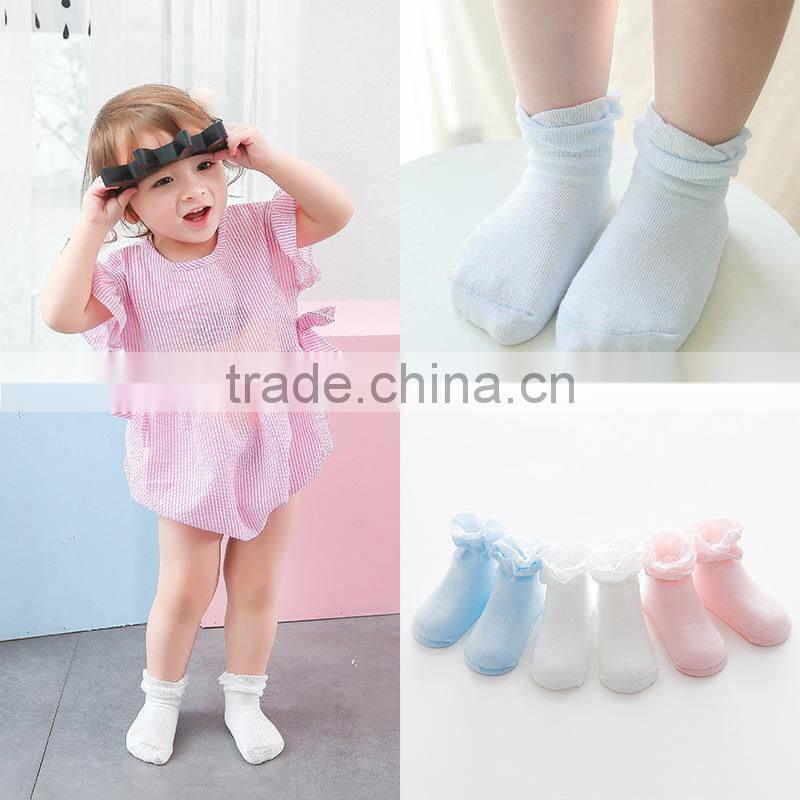 cotton baby socks solid lace newborn boy girl loose floor anti-slip Infant socks