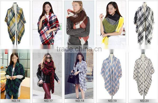 Classic plaid pattern high quality 30 choice 140*140 acrylic new European style square blanket scarf