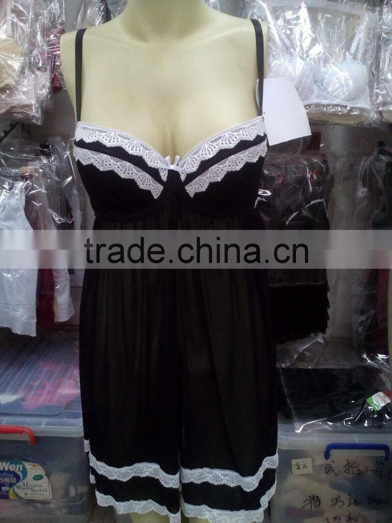 New arrival sexy baby doll with fantasitic decorative flower and lace