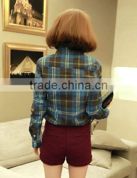 100% cotton women's tartan cheap checked plaid shirt cloth