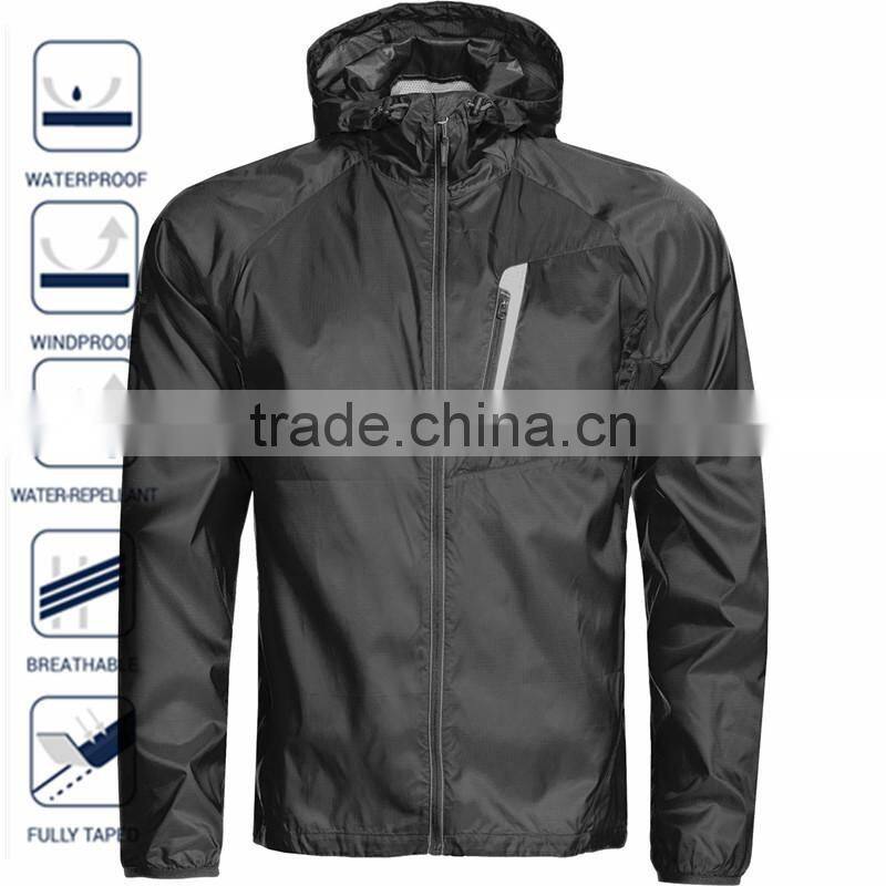 2016 Foldable Hooded Nylon Plain Windbreaker