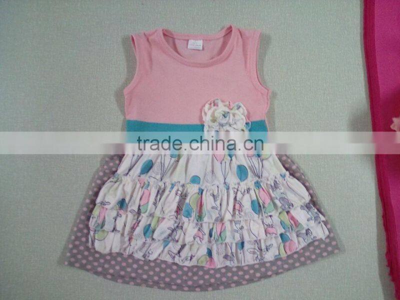 Wholesale four leaf clover pattern baby girl dresses spring/summer simple design party dress child frocks