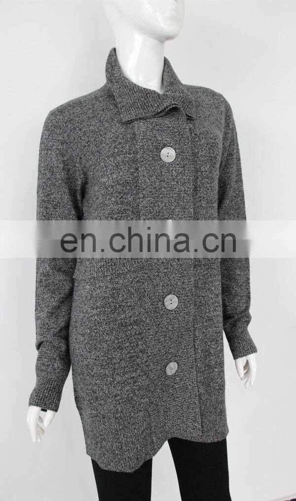 cashmere rib knitting women pure long cashmere cardigan