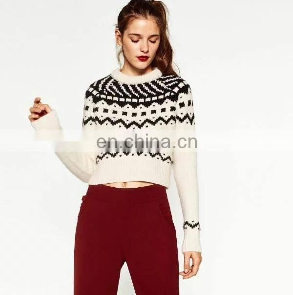 Custom Latest Fashion Design Sweaters Stock Computer Knitted Cashmere Women Loose Sweater