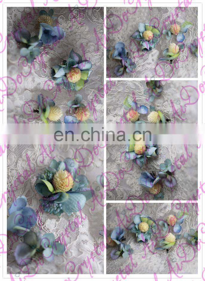 Aidocrystal handmade flower girl hair piece blue wedding bridal fascinators