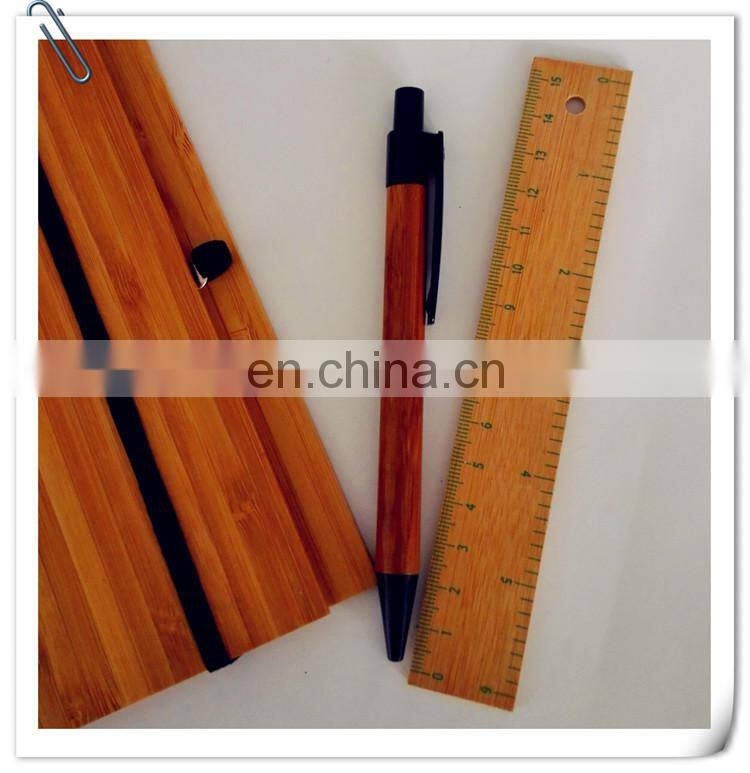 natural genuine bamboo spiral 70sheets notebook orgnizer set with bamboo ball pen and ruler