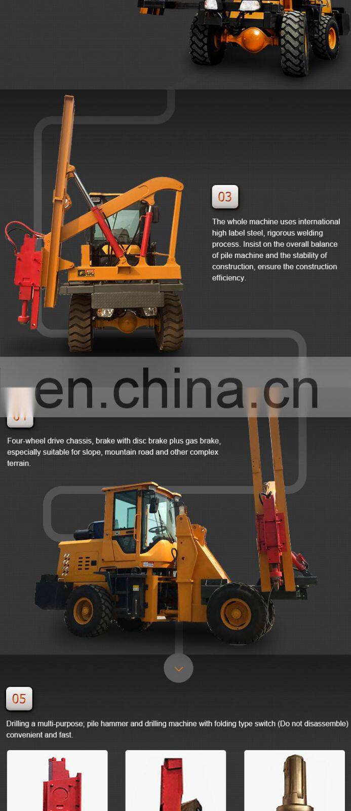 CE approved diesel power hydraulic load pile driver for highway guardrail