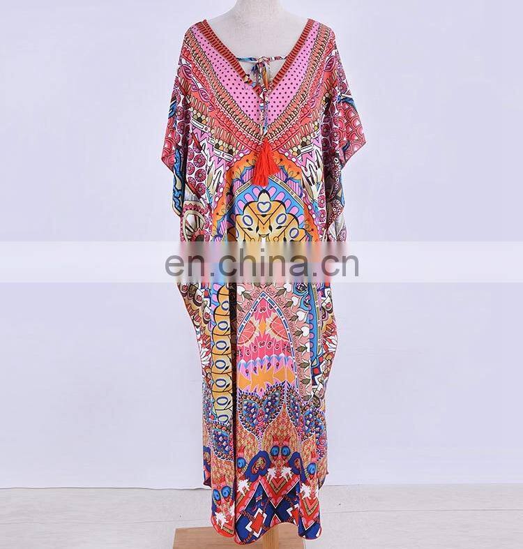Plus size Print Beach Dress Robe de Plage Swimsuit Cover up Pareos de Playa Mujer Bathing suit Cover ups Sarong Tunic for Beach
