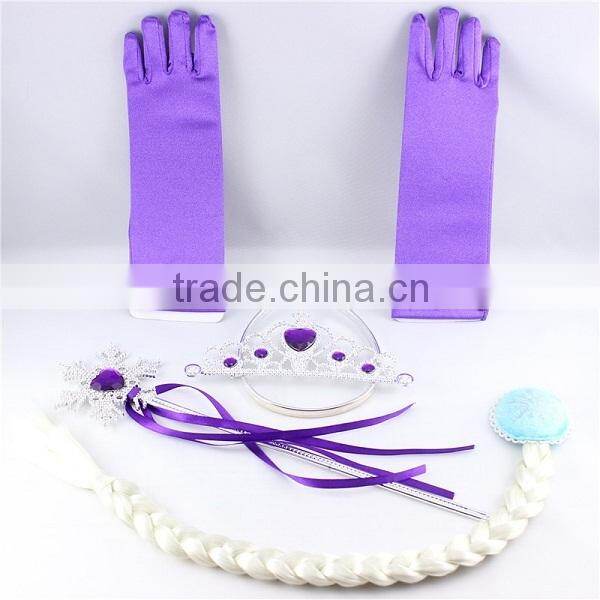 Queen Elsa Princess Anna Magic Wand + Rhinestone Tiaras + Hair Crown + Glove Girl Gift SET SU041
