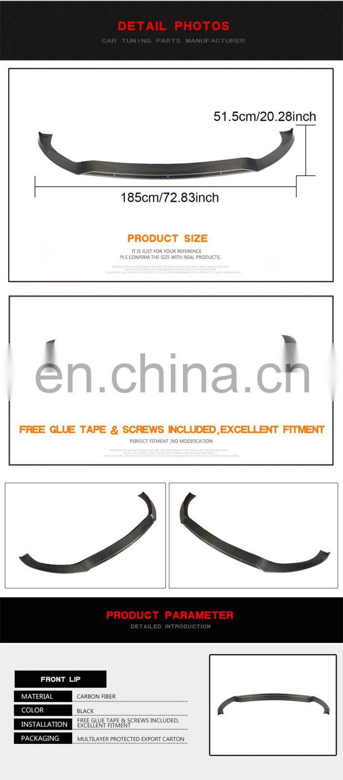 Carbon Fiber Front Bumper Lip for Mercedes-Benz C257 CLS Class CLS53 AMG CLS400 CLS500 CLS550 2018-2019