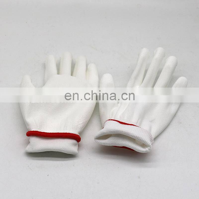 13g white PU polyster safety nitrile foam gloves