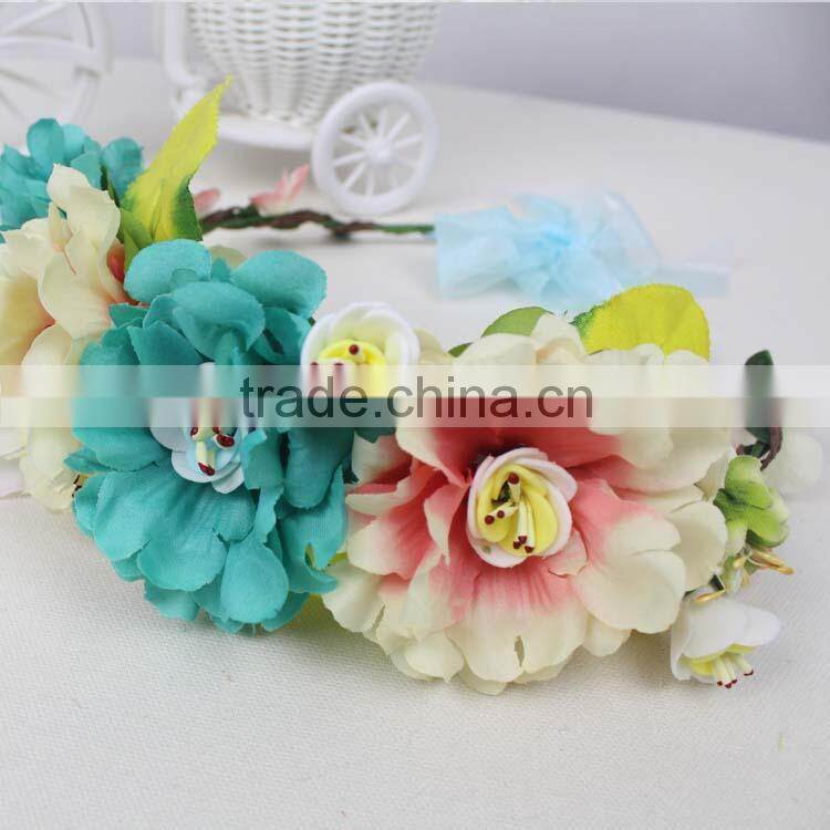 Handmade Fashion Flower Head Artificial Flower Garland Adjustable