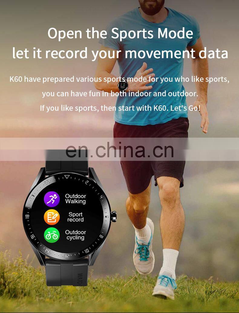 K60 Men Women Touch Screen Smartwatch Heart Rate Fitness Tracker Music Sport Smart Watch