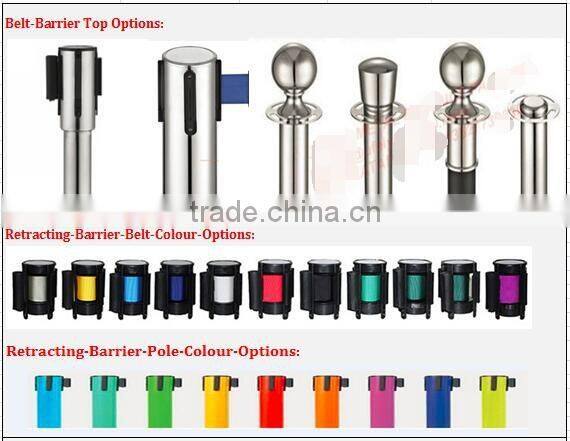 Stainless Steel Mirror Polished Retractable Belt Stanchion Crowd Barrier