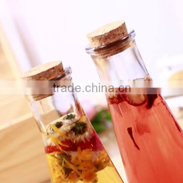350ml cone-shaped glass bottle with cork for ice drink wholesale