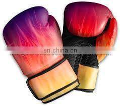 Manufacturer Supplier high quality printing MMA leather boxing gloves Leather Professional Boxing Gloves