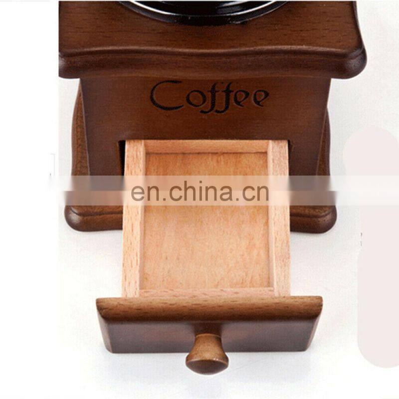 Classic Manual Coffee Bean Grinder Mill Old Fashioned Wooden Design Spices Nuts
