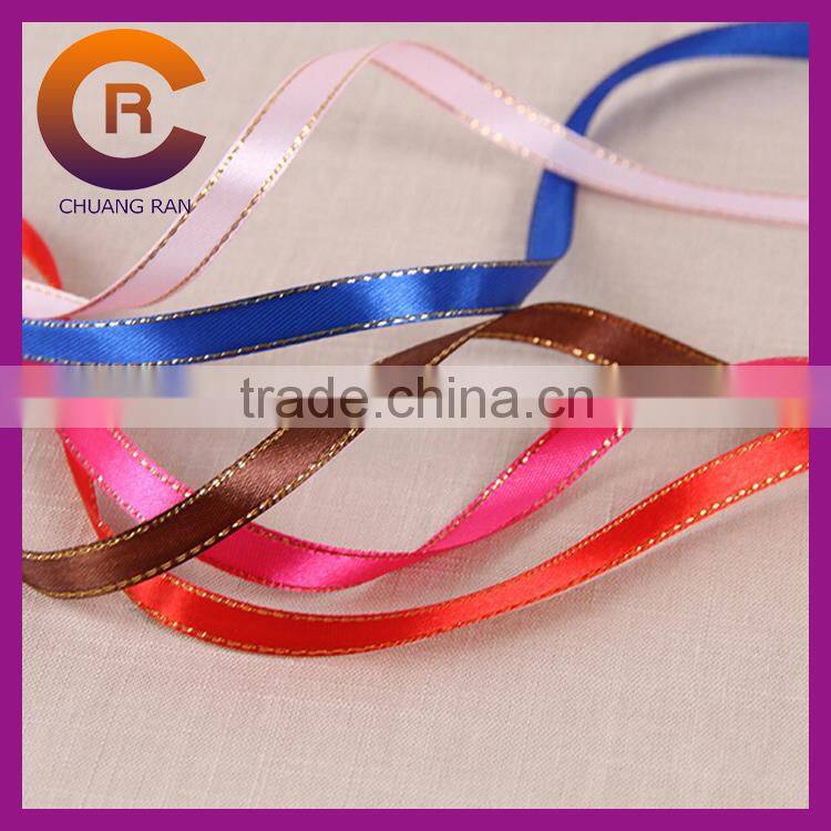 Gold margin different sizes and color cutom satin ribbon