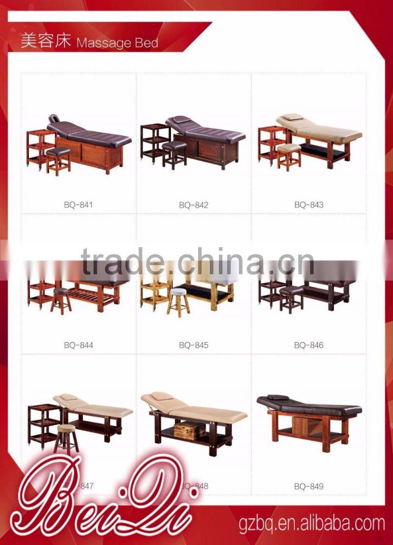 Beiqi 2016 New Beauty Salon Comfortable Stable Massage Bed with Wood Base Solid Wood Furniture