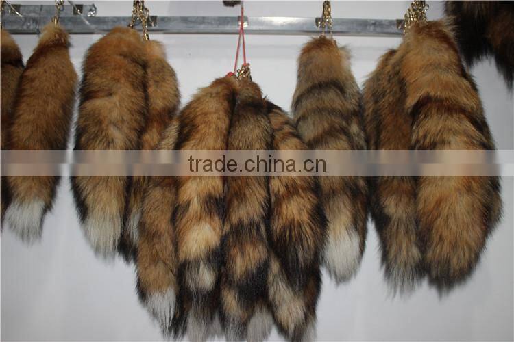 Fashion Genuine Real Fox Tail Fur Key Chain Charm Handbag Pendant Accessory