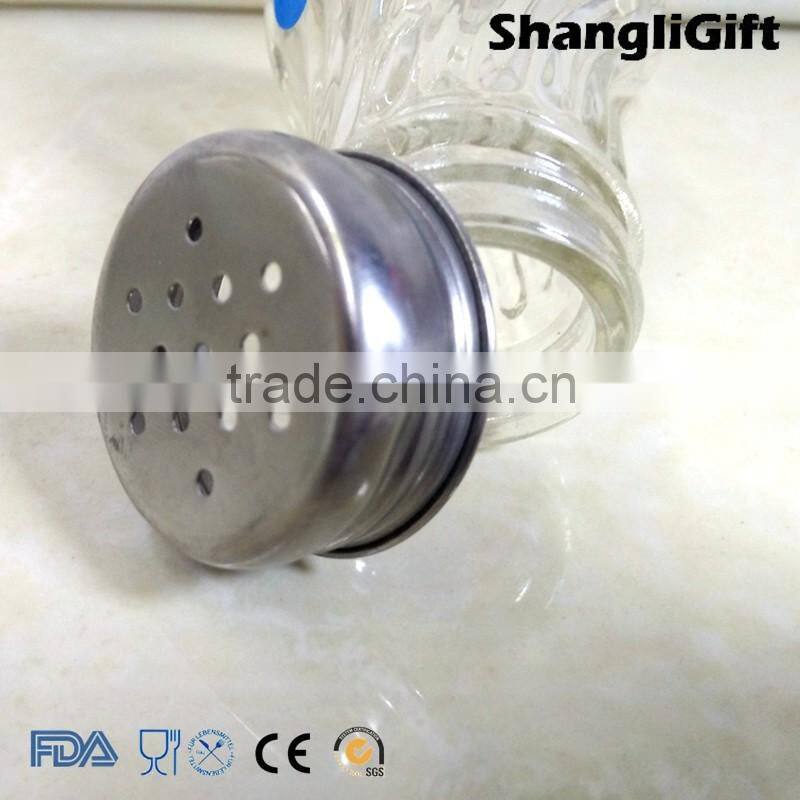 cheap 50ml ribbed pepper salt jars glass spice jars with metal lids