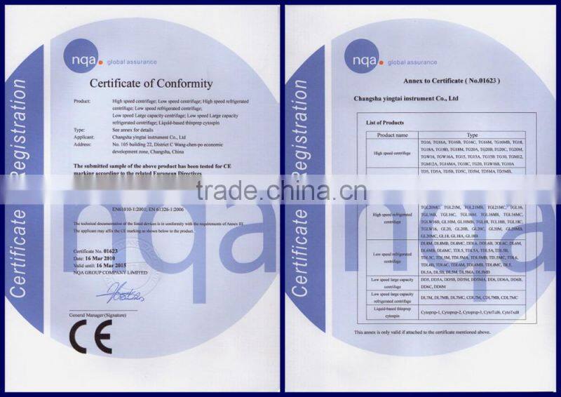 Refrigerated blood bank centrifuge tabletop type TDL5M