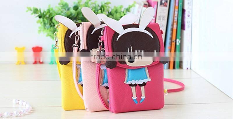 Wholesale cartoon small beauty girl mobile phone bag cell sling phone bag