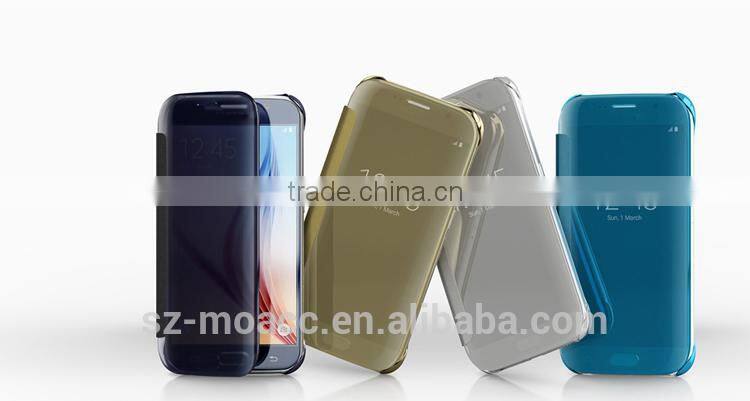 Clear View Hyperbolic Mirror Flip Smart Leather Case Cover for Samsung Galaxy S6