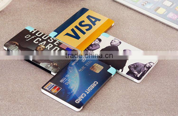 Utral Slim Credit Card Power Bank 2000mah and built in usb cable