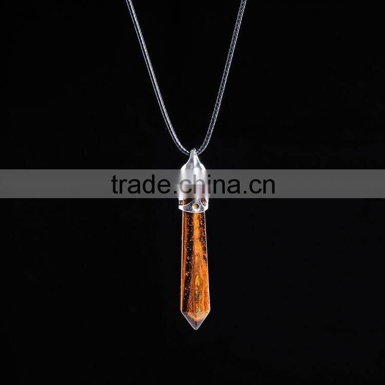 Wholesale Women Jewelry Fashion Gem Stone Pendant Turquoise Stone Bullet Necklace SMJ0112