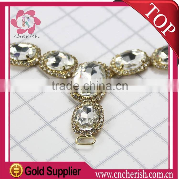 Hot sale fashion factory supply Y shape T shape lady sandal decoration with stones