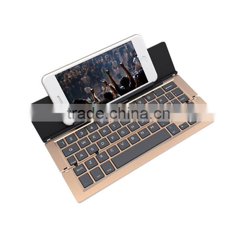Aluminum alloy bluetooth mini folding wireless keyboard for laptop and mobile phones