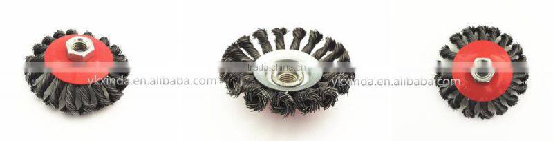 4-Inch Knot twisted steel wire brush disc with curled selvedge cup,twist and slim disc