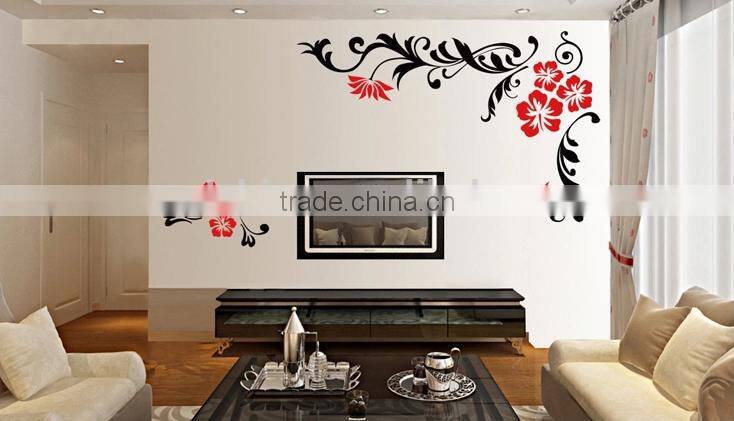 3d three-dimensional crystal wall stickers/acrylic flower wall sticker/room decor 3d wall stickers