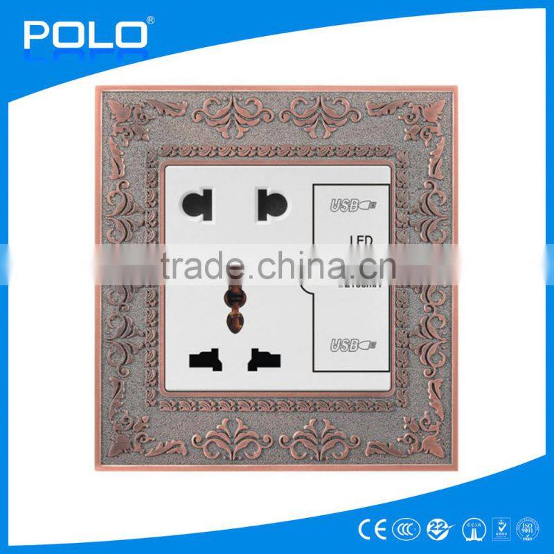 Wholesale 3 pin electric socket universal double wall usb