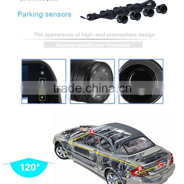 China factory wholesale bluetooth handsfree car kit with parking sensor backup rearview camera