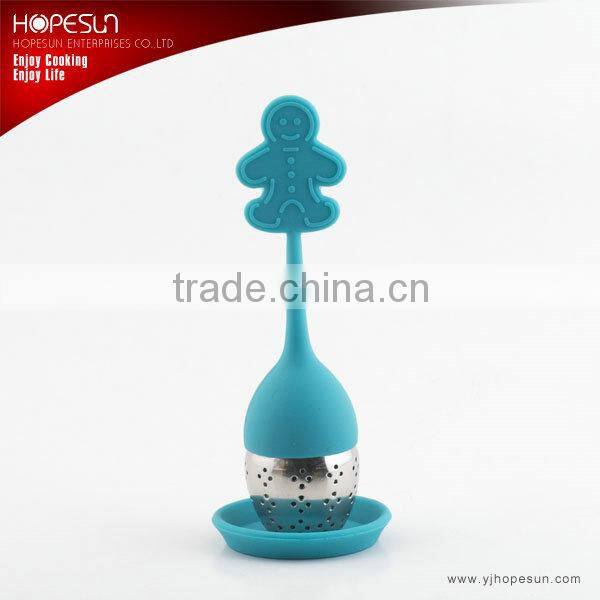 Christmas tree design silicone tea strainer with saucer/tea accessories