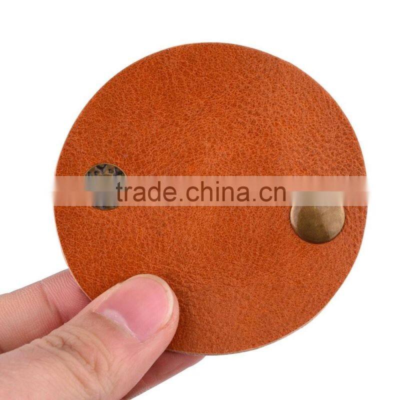 Brown Leather Earbuds Cable Cord Management Holder Keeper Headphone Wrap Organizer