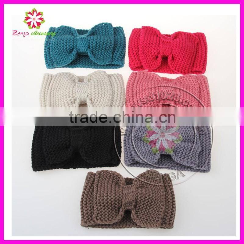 Large bow crochet headband, knit crochet headband, crochet headband