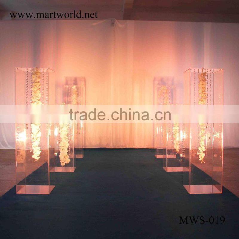 wedding decoration 80 cm height transparent acrylic box for wedding decoration flower stand(MWS-019)