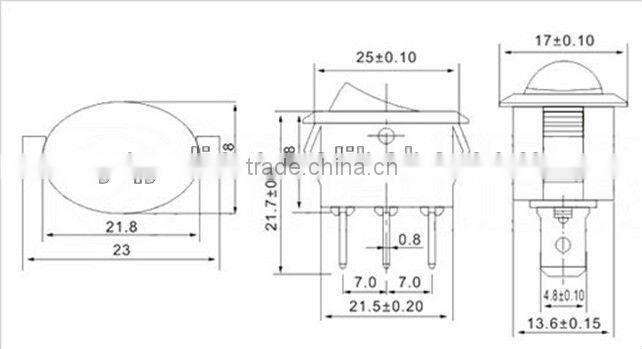 YL3-11 yellow 3 metal pole on off round 125v rocker switch
