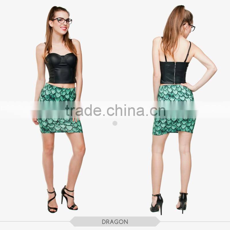 vintage flowers dragon red sexy girls tight mini skirt high quality 3d digital full print custom hot sale tube stretchy skirt