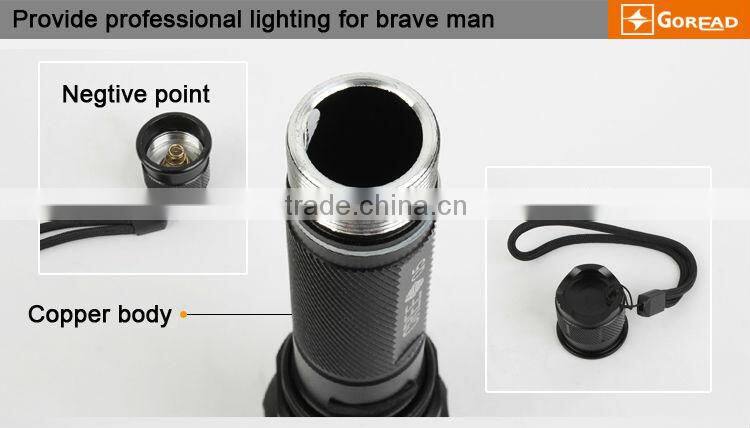 Goread C6 Big head aluminum high bright rechargeable 18650 Q5 flashlight search products