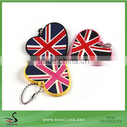 Sinicline Heart Shape Rubber Label for Garment with Ball Chain